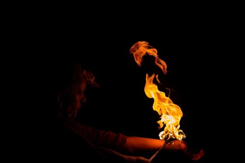 Fire Breather, Raunacht, Winter, Waldburg Castle, Waldburg, Allgäu, Baden-Württemberg, Germany