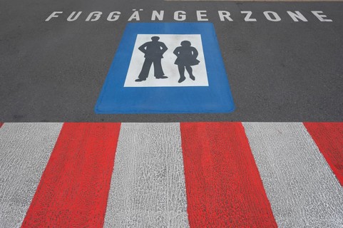 Symbols for a pedestrian zone, Bregenz, Vorarlberg, Austria