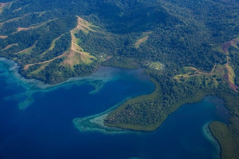 Aerial of Vanua Levu, Fiji, South Pacific