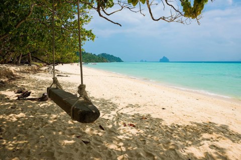 White sandy beach, Sunrise Beach, Koh Kradan, Hat Chao Mai National Park, Trang Province, Southern