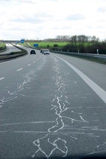Repaired carriageway, symbolic image of infrastructure, Germany