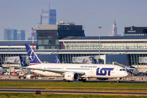 LOT Polish Airlines Boeing 787-9 Dreamliner aircraft with registration SP-LSD at the airport in