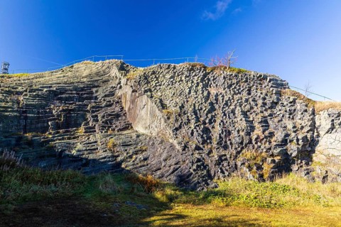 Exposed basalt columns from volcanic times, here the so-called giant staircase, Hirtstein,