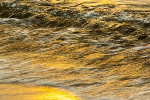 Waves at sunset on the west beach of Fischland-Darß-Zingst, Baltic Sea, Ahrenshoop,
