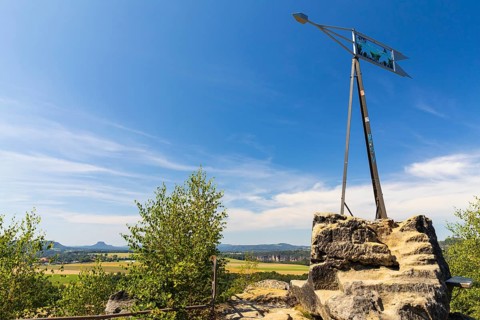 On the Kaiserkrone with panoramic view, Reinhardtsdorf-Schöna, Saxon Switzerland, Saxony, Germany