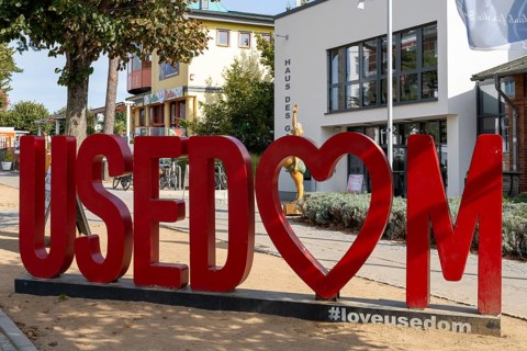Large letters form sign USEDOM, Baltic resort Zinnowitz, Usedom Island, Baltic Sea,