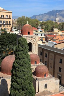 City of Palermo, view from the Campanile di San Giuseppe Cafasso to the domes of the Chiesa San