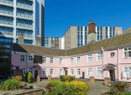 Merchants Almshouse building, King Street, city centre of Bristol, England, UK built 1696
