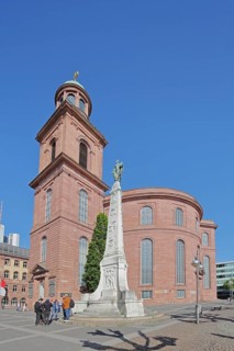 Classicist building St Paul's Church with Unity Monument, Obelisk, St Paul's Square, Old Town,