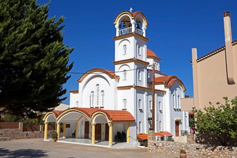 Church in the coastal town of Gefyra, near the rock of Monemvasia, Monemvassia, Monemwassia,