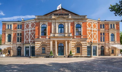 Portal of the Richard Wagner Festival Theatre of the Bayreuth Festival on the Green Hill, Bayreuth,