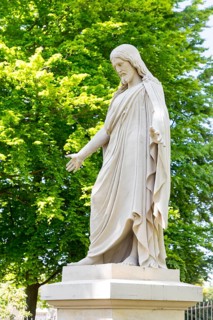 Large figure of Jesus Christ with outstretched arms at the Neschwitz cemetery, Upper Lusatia,