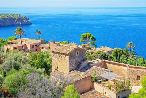 Lluc Alcari village, high angle view, Mallorca, Balearic Islands, Spain