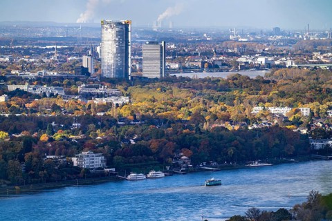 Bonn skyline on the Rhine, UNFCCC Secretariat of the Framework Convention on Climate Change, United