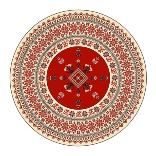 Traditional Polish embroidery round symbol, vector template. Isolated objects over white background