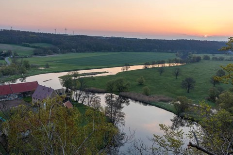 Landscape with Freiberger Mulde and Buch Monastery, Leisnig, Saxony, Germany
