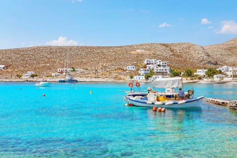 Fishing boat, Karavostasi village, Folegandros Island, Cyclades Islands, Greece