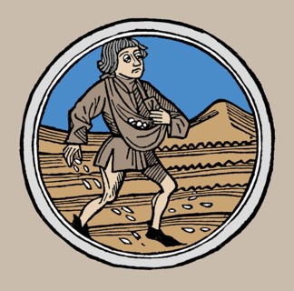 Sowing the seed, Woodcut, Augsburg, Germany, 1480, digitally restored