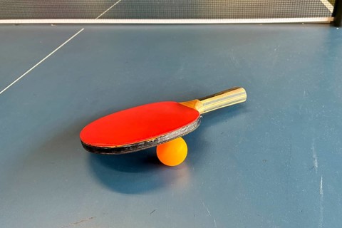 Table tennis table, bat and ball, Germany