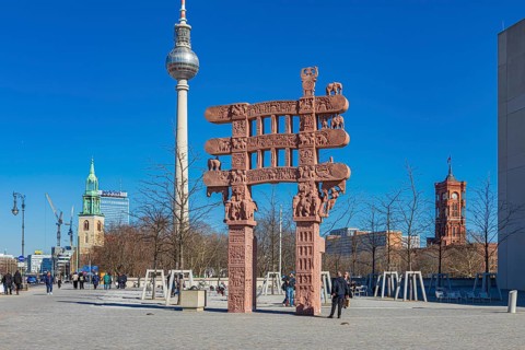 Reconstruction of the Sanchi Tor in front of Berlin Palace in Berlin, Germany