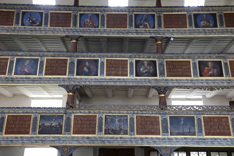 Interior, gallery, Cathedral of the Rhön, Protestant church, Helmershausen, Rhönblick parish,