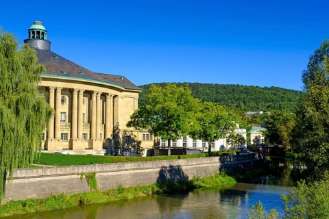 Regency building over the Franconian Saale, Bad Kissingen, Rhön, Lower Franconia, Franconia,
