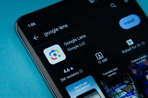 The Google lens app from Google Playstore is displayed on a smartphone screen