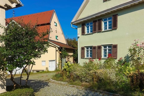 On the right Paul Jauch House, museum, exhibition building, memorial, on the left local history