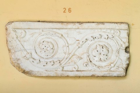 Fragment of a frieze slab with continuous scrollwork, white marble, Municipal Lapidarium, City of