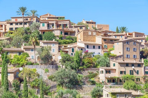 View of Deia village, Deia, Mallorca, Balearic Islands, Spain