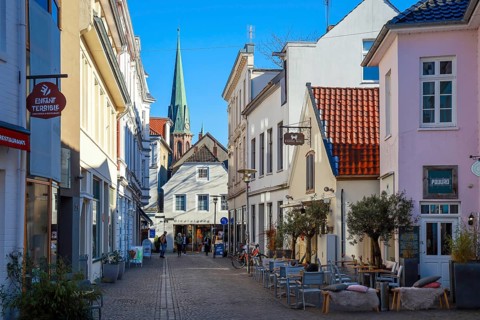 Oldenburg, Lower Saxony, Germany - Historic town centre, here the Burgstraße in the pedestrian