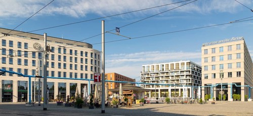 New development on the southern side of Postplatz, Dresden, Saxony, Germany
