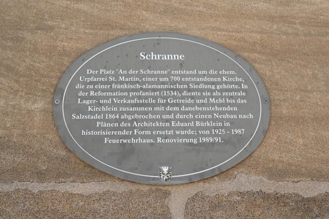 Information sign at the former Schranne, Bismarckanlage 20, Weißenburg, Middle Franconia, Bavaria,