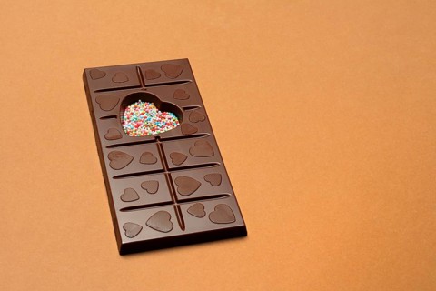 Chocolate bar with heart shape