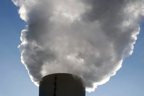 Cooling tower of KNG, Kraftwerks- und Netzgesellschaft mbH. The coal-fired power plant generates