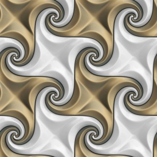 Sophisticated 3D illustration of seamless geometric swirls in gold and white, perfect for luxurious