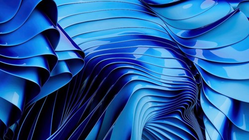 Abstract image featuring dynamic blue waves in a fluid, rhythmic pattern. This digital artwork