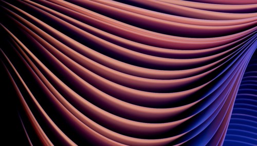 Discover flowing waves of blue and purple light forming abstract patterns. The elegant curves and