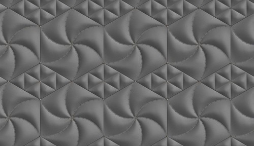 Stylish gray 3D wallpaper showcasing hexagonal and rhombus-shaped panels with soft,