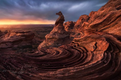 Striking rock formations captured at sunset in Coyote Buttes, Paria Canyon-Vermilion Cliffs
