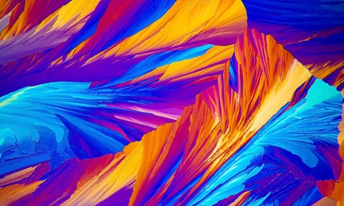 This image showcases the intricate details of adipic acid crystals magnified under a microscope,