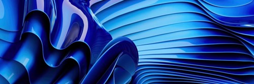Abstract design of fluid blue waves with smooth curves and dynamic movement. The vibrant shades