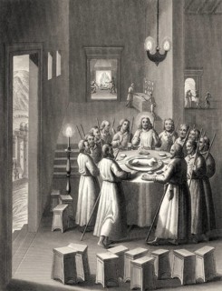 Preparation for the Last Supper, New Testament, steel engraving 1853, digitally restored