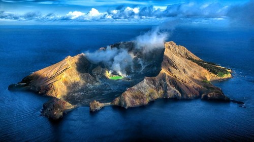 New Zealand, North Island, White Island, aerial view, Whakaari, active volcanic island, volcano,
