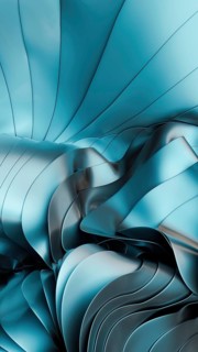 A captivating metallic blue abstract design featuring fluid 3D wave like textures. This vibrant