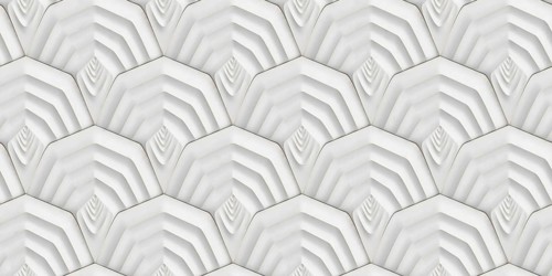 White prism pattern with a 3D depth effect creates an optical illusion of layered geometry. Ideal
