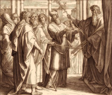 The Blossoming of Aaron's Rod, Old Testament, by Julius Schnorr von Carolsfeld, 1860