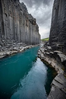 Stuðlagil Canyon, turquoise river between basalt columns, Egilsstadir, Iceland