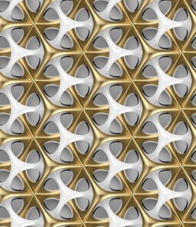 Futuristic grid white and gold metal shapes on white background. High quality seamless realistic