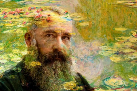 Portrait of Claude Monet, 1840 – 1926, French painter and founder of Impressionism, with his